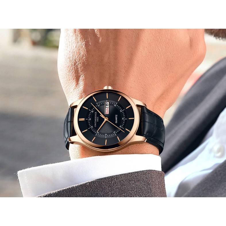 Đồng hồ nam Ontheedge dây da RZY029 fullbox (kèm 2 pin) | BigBuy360 - bigbuy360.vn