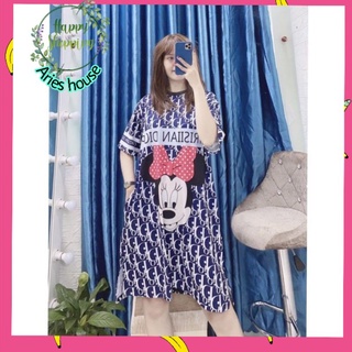 ✅(SALE)ĐẦM BIGSIZE 60-80KG THUN LẠNH IN 3D, ĐẦM MẶC NHÀ SIZE TO✅