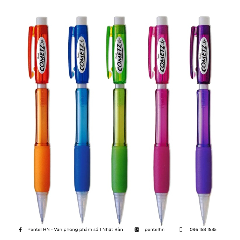 𝐁𝐮́𝐭 𝐂𝐡𝐢̀ 𝐁𝐚̂́𝐦 𝐓𝐨̂ 𝐓𝐫𝐚̆́𝐜 𝐍𝐠𝐡𝐢𝐞̣̂𝐦 Pentel Cometz AX119 Lõi To 0.9 mm - 2B Dùng Thi Trắc Nghiệm Chuẩn Nhật Bản