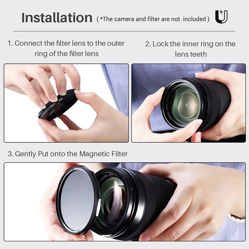 UURig R-72L 72mm Magnetic Lens Filter Adapter Ring for Canon Nikon Sony DSLR Camera Universal Filter Mouting Ring