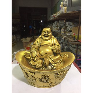 TƯỢNG ĐÁ PHONG THỦY ÔNG DI LẶC NGỒI VÀNG - D17