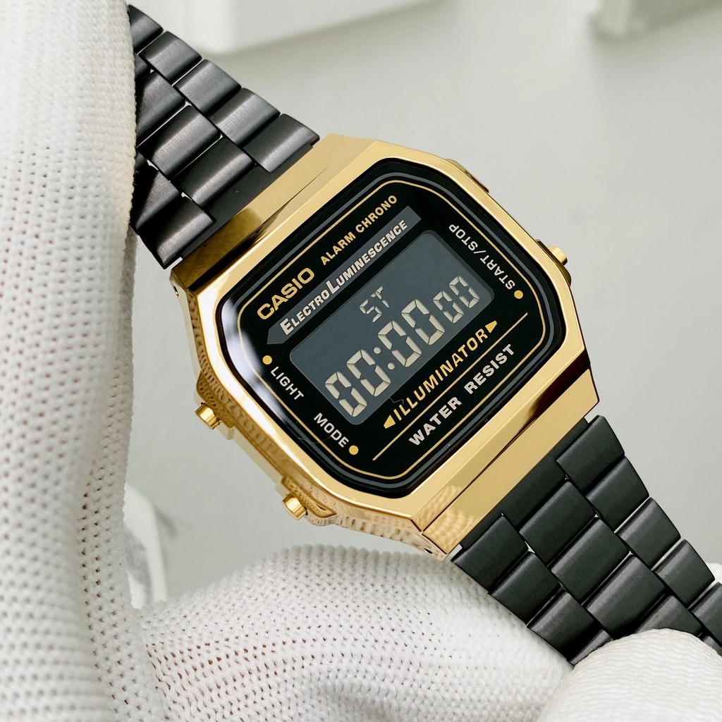 (Ảnh thật) Đồng hồ Couple Casio A168 và La670 Gold Black - Chính hãng