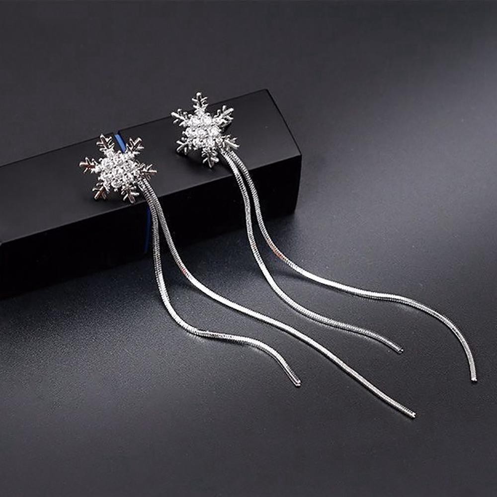 Bông tai bạc 925 hình hoa tuyết thả dài tua rua điệu đà sang trọng thời trang cho nữ ANTA Jewelry - ATJ3523