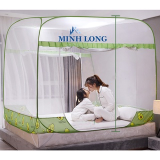 [LOẠI CÓ ĐÁY 1 CỬA] Mùng chụp đỉnh vuông viền chân cao cấp ❤️FREESHIP❤️ Mùng tự bung đỉnh rộng hàng cao cấp