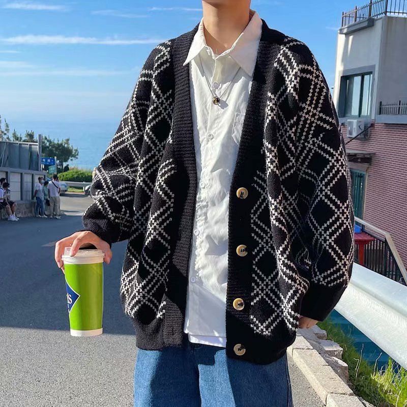 Áo Khoác Cardigan Len Dáng Rộng Dài Tay Phong Cách Hàn Quốc Thời Trang Mùa Đông Dành Cho Nam