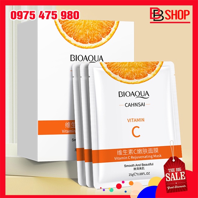 Mặt Nạ Giấy Bioaqua Vitamin C Dưỡng Ẩm Trẻ Hóa Làn Da Giảm Thâm Ngừa Mụn