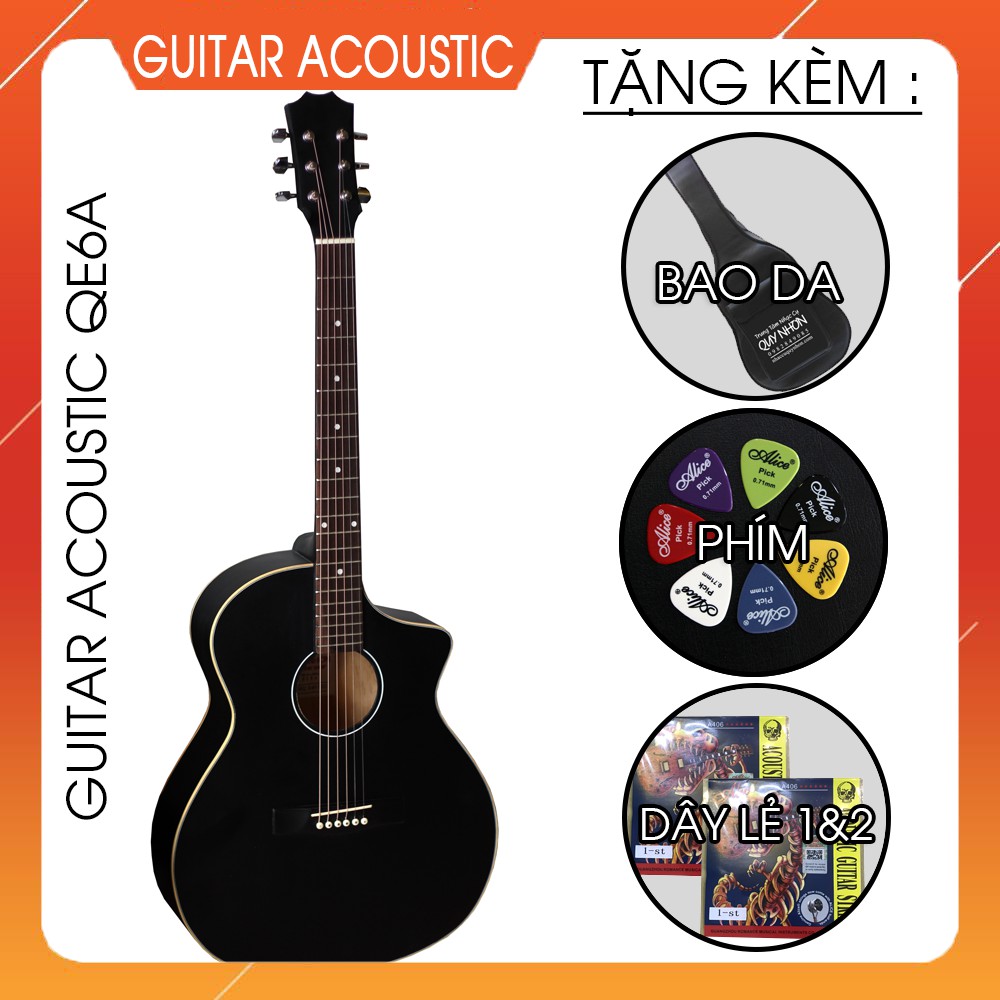 Đàn Guitar Acoustic QE6A Màu Đen Giá Rẻ Dành Cho Người Tập Chơi