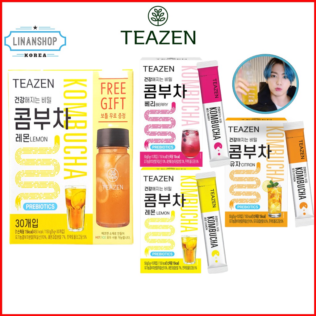 Trà lên men KOMBUCHA tốt cho sức khỏe hương chanh/berry/cam chanh 5g X 10T/30T