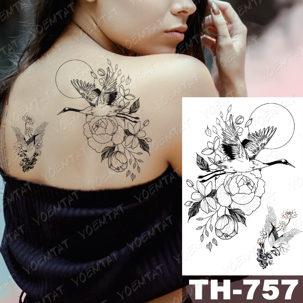 Hình Xăm Dán Tạm Thời Chống Nước Hình Con Hổ/Hoa/Mặt Trăng/Chim Trang Trí Nghệ Thuật Cho Cả Nam Và Nữ
