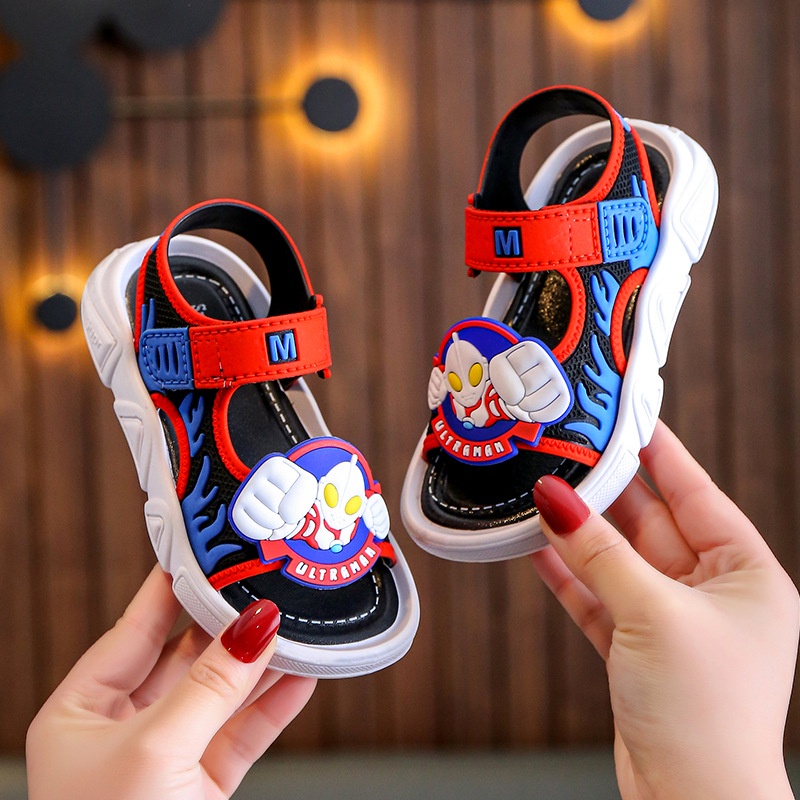 Giày sandal quai dán hình siêu nhân ultraman cho bé trai