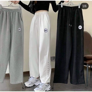 Quần nỉ ống rộng rút gấu unisex bus