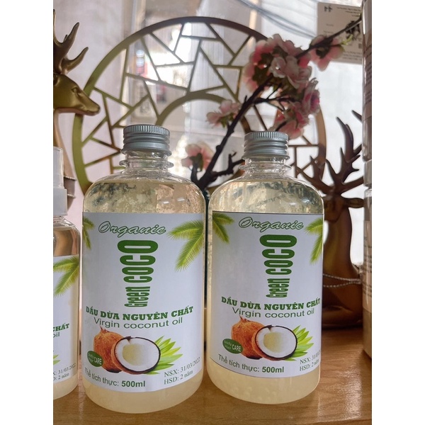 Dầu dừa Vietcoco chai to đùng 500ml tròn chuẩn xịn ép lạnh