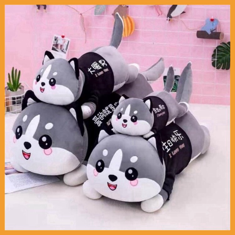 Mèo Husky Bông Siêu To Khổng Lồ-Chất Liệu Lông Nhung Mềm Mịn Co Dãn 4 Chiều Gấu Bông Mèo Husky Đáng Yêu Kích Thước 50cm