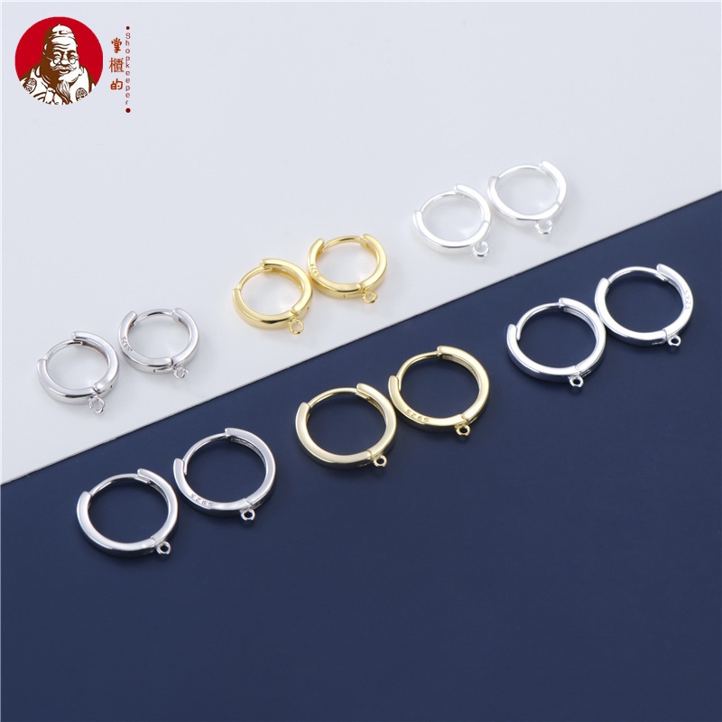 Bông Tai Mạ Vàng / Bạc 925 Đính Đá Mã Não Thủ Công DIY