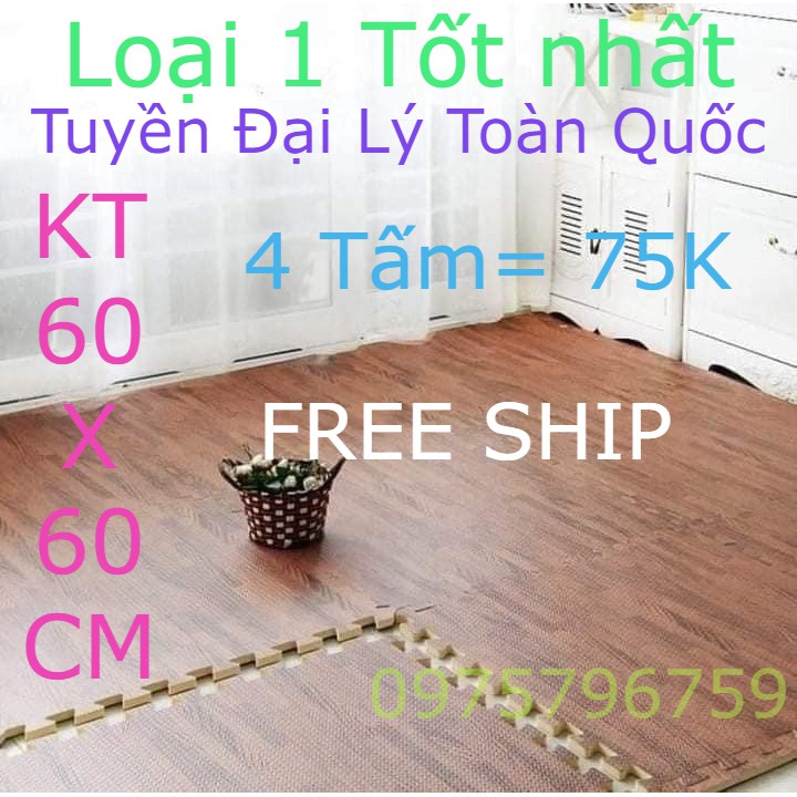 [FREE SHIP] 4 Tấm THẢM XỐP GHÉP ĐỦ LOẠI ( xốp vân gỗ,xốp màu hồng,xốp đủ màu) 60x60cm dày 1cm