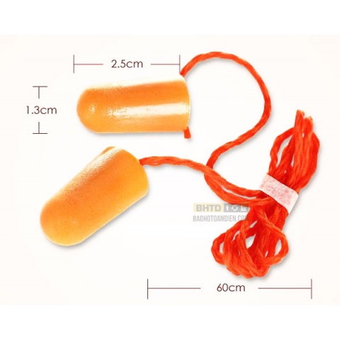 Nút tai chống ồn có dây 3M 1110. Chất liệu foam mềm mại, êm ái, nhét tai chống ồn cấu tạo bọt biển