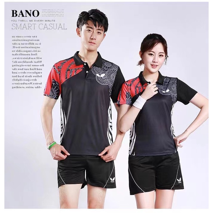 Bộ Đồ Thể Thao Bóng Bàn Ngắn Tay Thoáng Khí Mau Khô Họa Tiết Bướm Mới Cho Nam Và Nữ