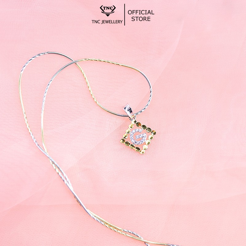 Dây chuyền bạc xi vàng đẹp sang trọng cho nữ chữ G -Trang sức TNC Jewellery