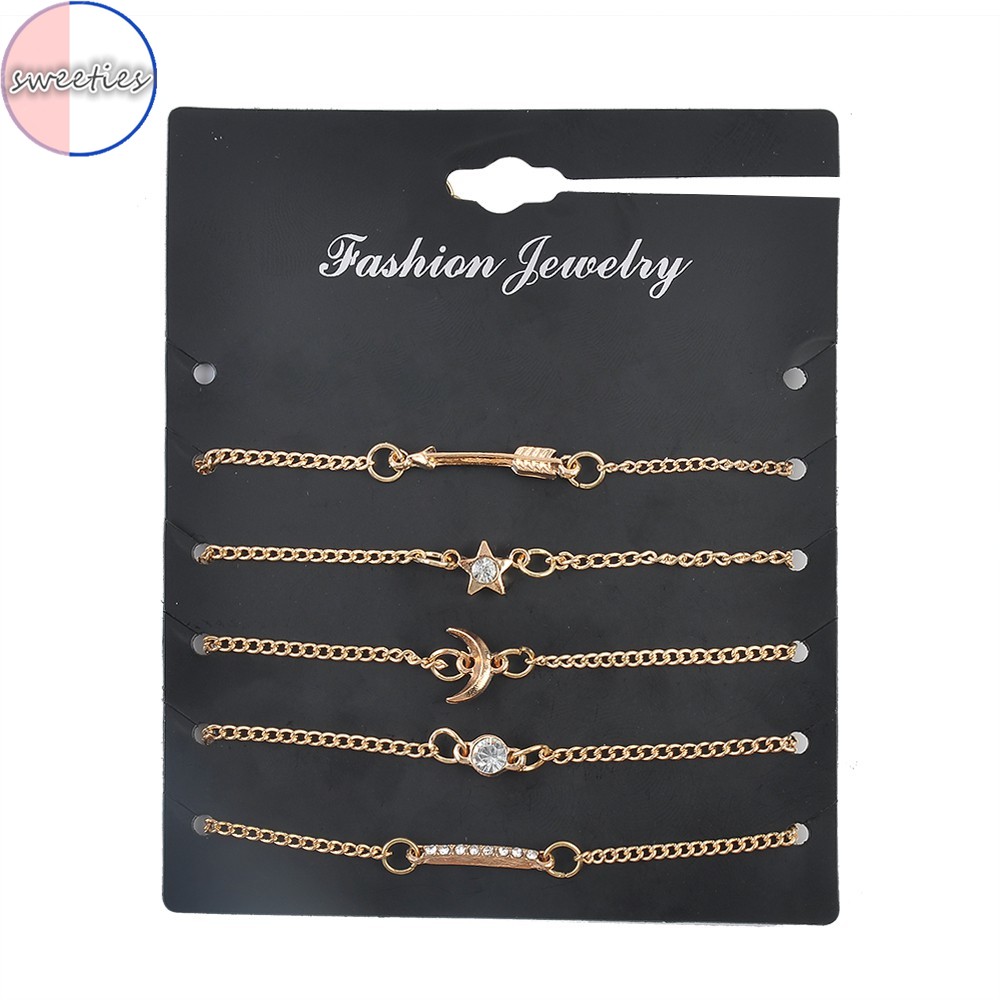 Set 5 / 6 Vòng Tay Đính Đá Pha Lê Phong Cách Cổ Điển