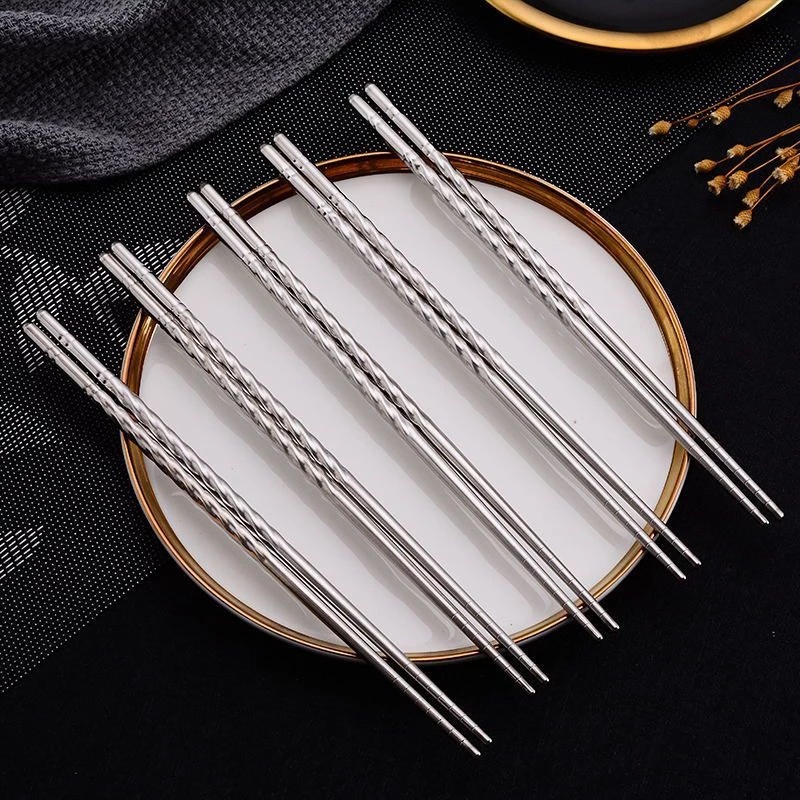 Set 5 Đôi Đũa Inox Chống Trượt Tiện Dụng Cho Gia Đình / Khách Sạn