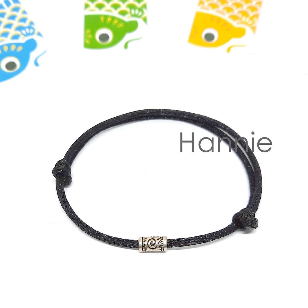 (Đỏ/Đen) Vòng tay chỉ đỏ đen khúc bạc khóa trượt may mắn đeo tay nam nữ đơn giản - Lucky Bracelet handmade