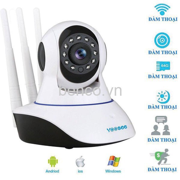 [ xả kho ] C96  Camera IP Yoosee 3 Râu - Camera Wifi YooSee HD720P, có thẻ nhớ - Siêu Nét