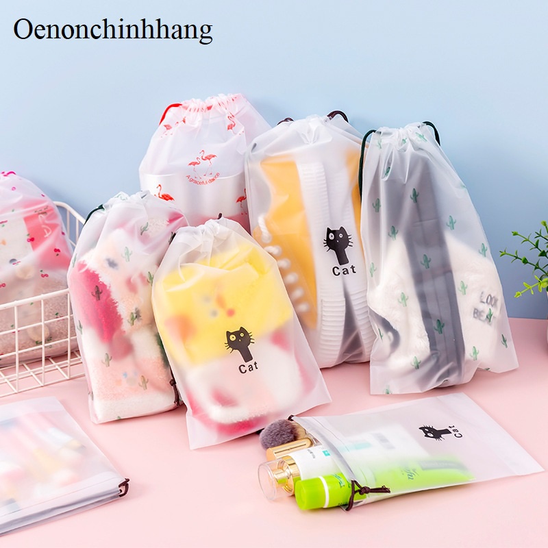 Túi Dây Rút Đựng Quần Áo Đồ Lót Giày Dép Điện Thoại Ví Xiền Khi Đi Du Lịch Chống Thấm Sz Lớn 27x37Cm (Nhiều Hình)