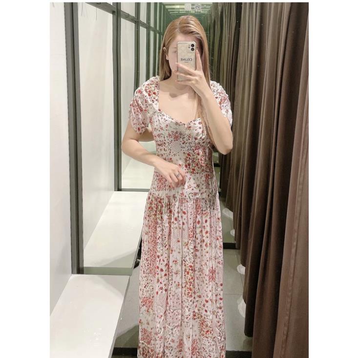 Zara Morocco full tag - Đầm Zara hoa hồng nhí dáng dài mặc gầy xinh DH31HNG58N10 New