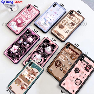 Ốp lưng Iphone X / Xs / Xs Max / XR in bộ hình 3D gấu cute xinh xắn cạnh viền vuông bảo vệ camera.