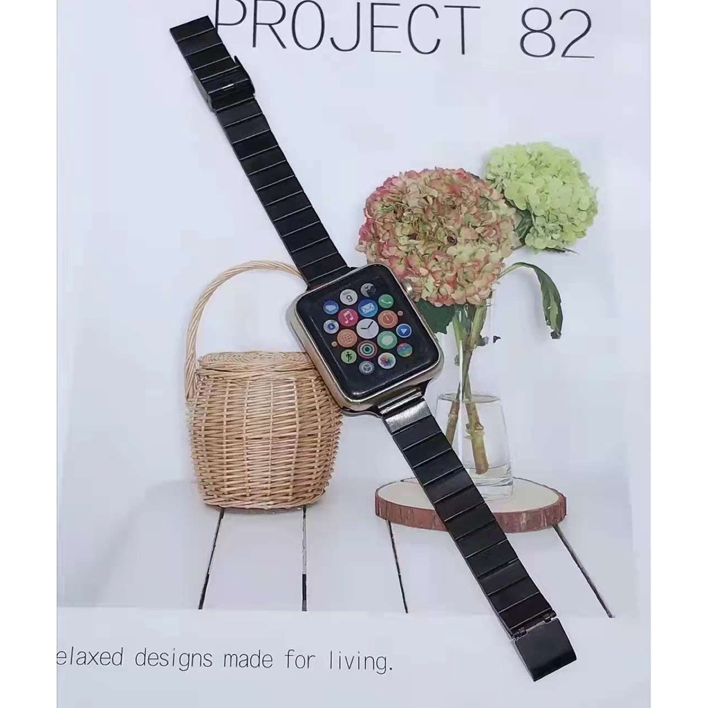 Dây đồng hồ Apple Watch 38mm/ 40mm/ 41mm/ 42mm/ 44mm/ 45mm (chất liệu hợp kim, một hàng mắt) series 1 đến series 7