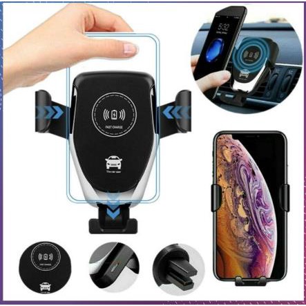Sạc không dây kèm giá đỡ điện thoại trên ô tô thế hệ mới, công nghệ sạc nhanh 10W, kẹp chắc chắn, tiện lợi
