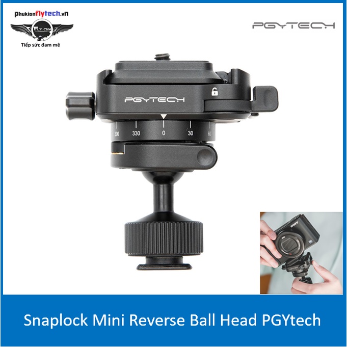Đầu nối Snaplock Mini Reverse Ball Head PGYtech - Hàng chính hãng - Thiết kế gập nhỏ gọn, dễ dàng mang theo.