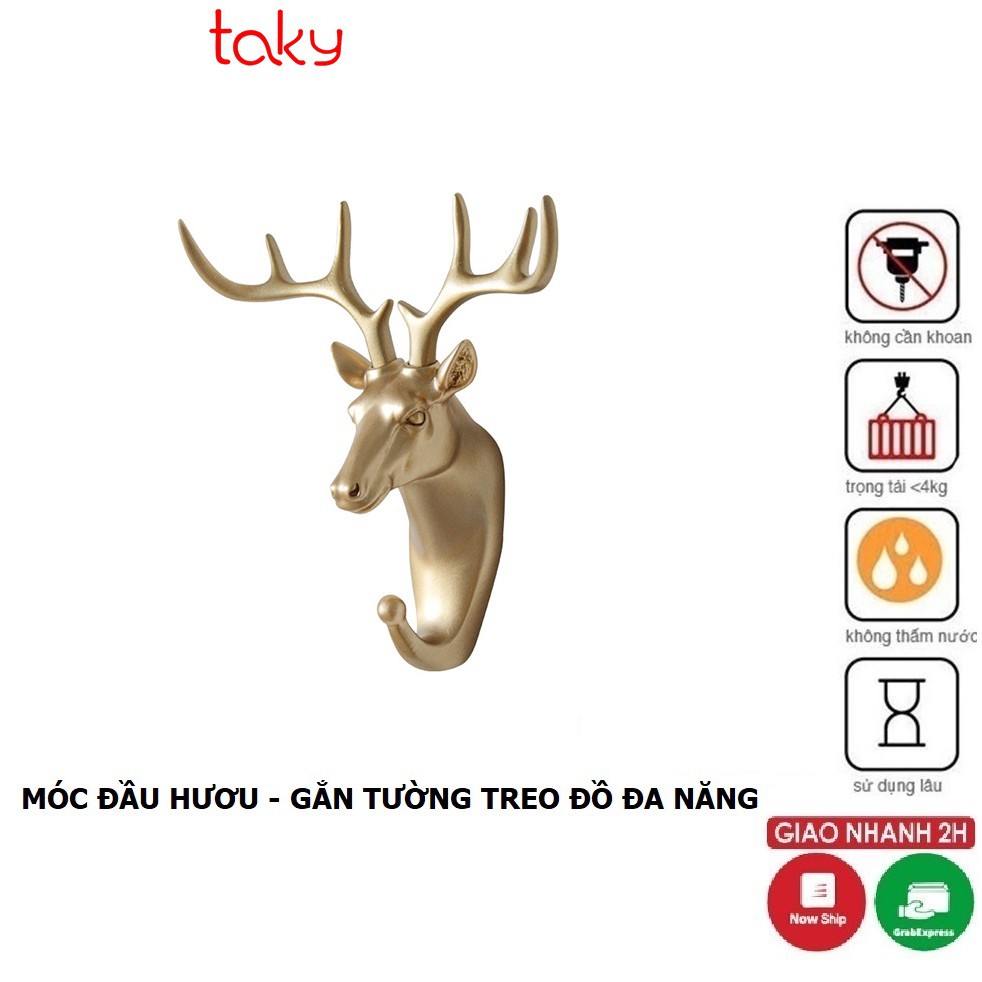 Móc Dính Tường Đầu Hươu - Taky - Trang Trí Bắt Mắt, Treo Đồ Đa Năng Tiện Dụng, Treo Tường, Chắc Chắn, 2240