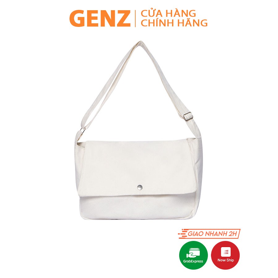 Túi đeo chéo GENZ vải canvas ulzzang unisex trơn, vải bố mộc không nhuộm hóa chất - ZB013