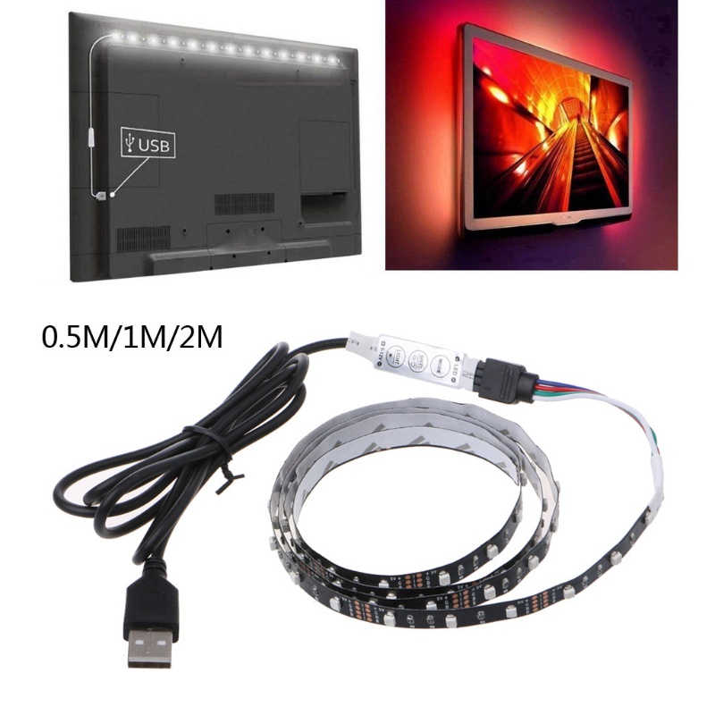Dải Đèn LED 30 Bóng 5V 3528 RGB USB Chống Nước Trang Trí Nội Thất Lưng TV