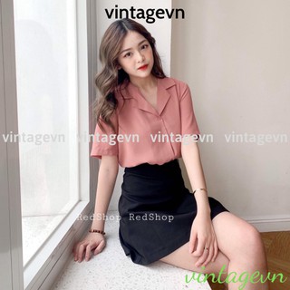 {vintagevn} áo sơ mi công sở cổ V FREESHIP A,026