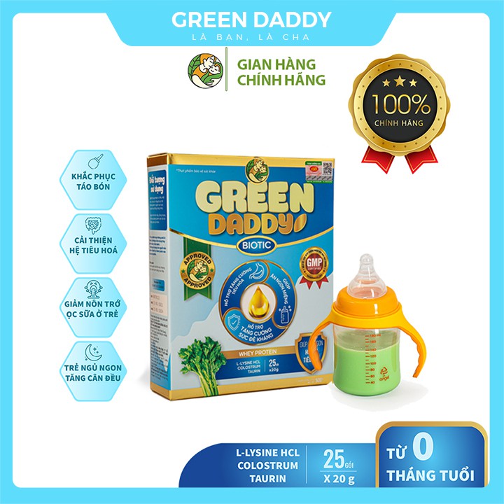 Sữa Non Green Daddy Biotic - [COMBO 2 HỘP] Sữa Non Cho Bé Táo Bón, Tiêu Hóa Kém Tặng 1 Balo và sản phẩm bổ trợ