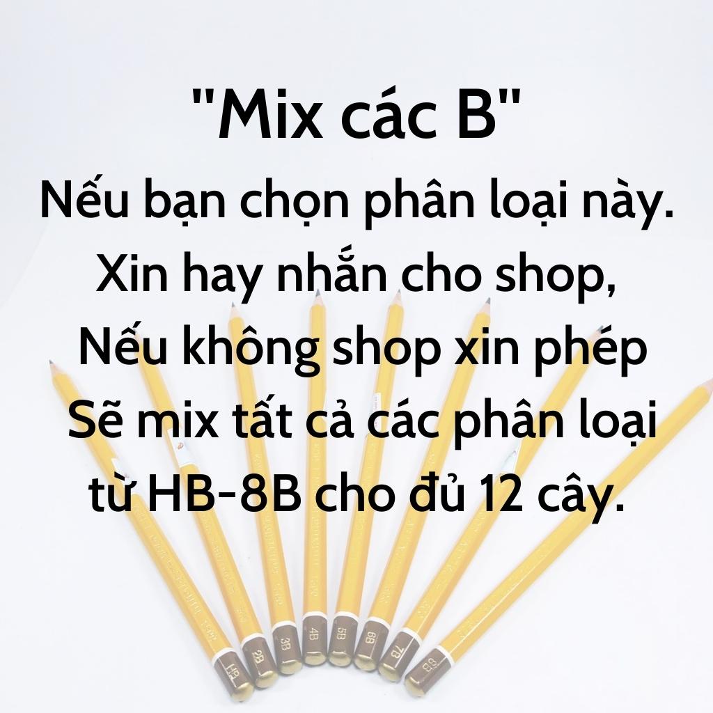 Bút chì Tiệp thân vàng koh i noor, hộp 12 cây viết chì phác thảo HB/ 2B/ 3B/ 4B/ 5B/ 6B/ 7B/ 8B