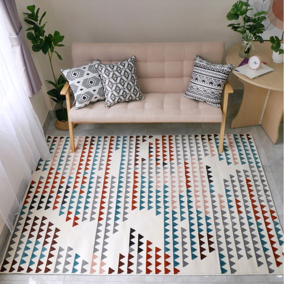 Thảm Lông Sợi Ngắn Cao cấp Họa Tiết Hiện Đại Phong cách Bắc Âu