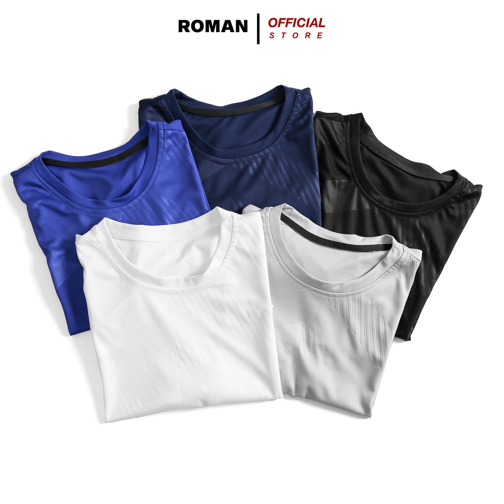Áo thun lạnh nam thể thao cổ tròn cộc tay co giãn thông hơi thoáng mát ROMAN AT02