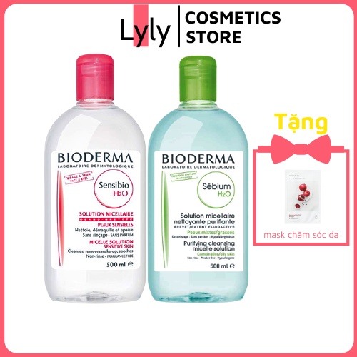 Nước tẩy trang Bioderma  500ml xanh hồng chính hãng Lyly cosmetics