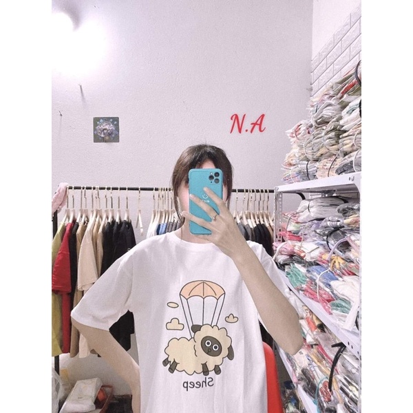 Áo thun unisex tay lỡ nam nữ form rộng❤áo phông  cách Em Bé, Cừu, ADin tim basic chất cotton giá rẻ