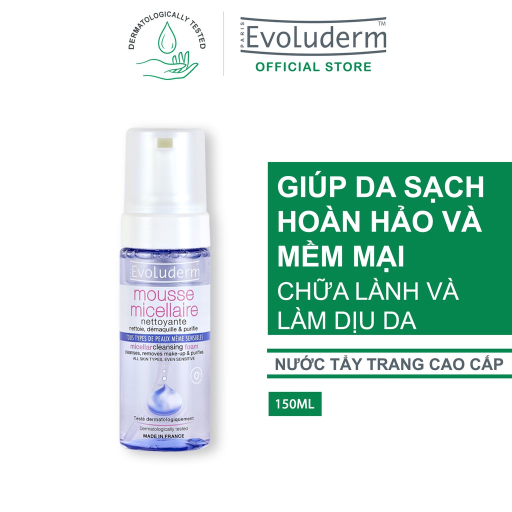 Nước tẩy trang cao cấp dạng bọt Evoluderm 150ml