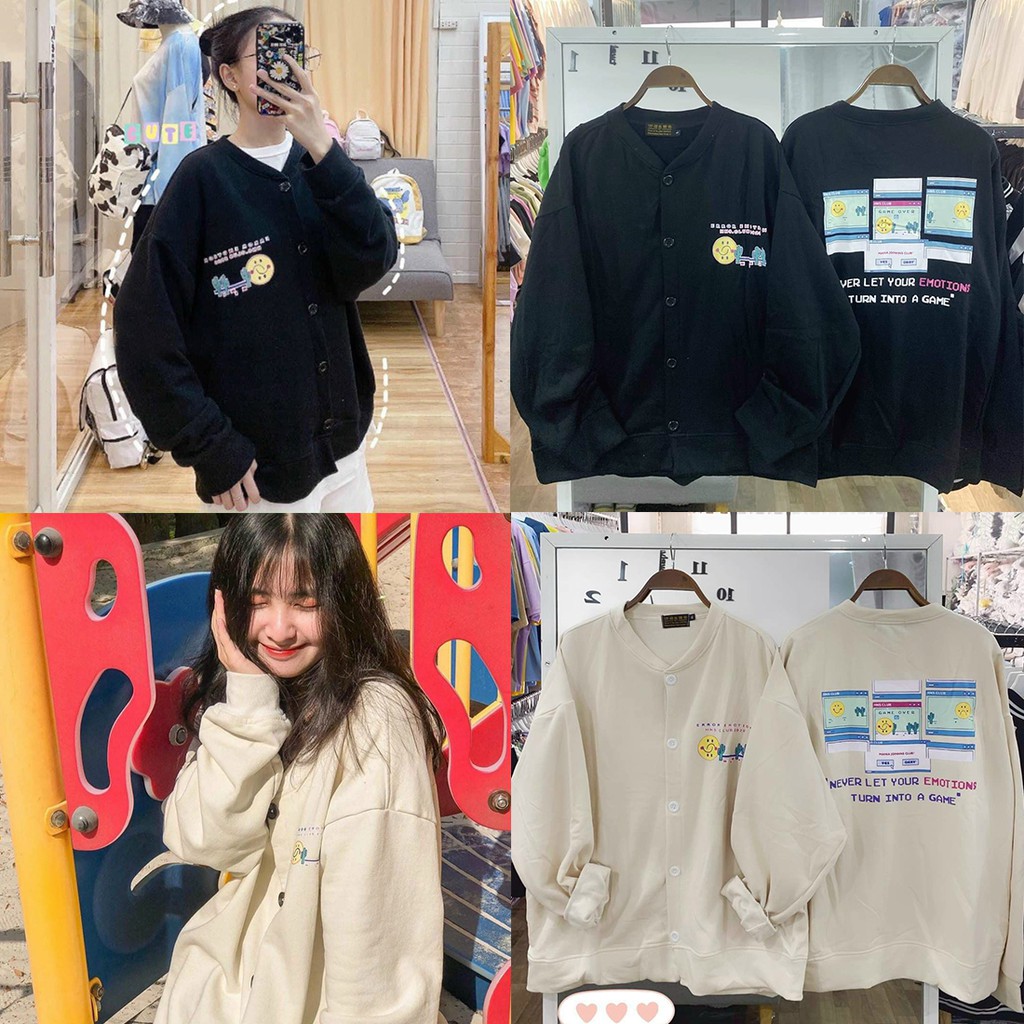 [Video+Ảnh Thật] Áo Khoác Nỉ Cardigan Unisex Form Rộng Xương Rồng, Nam Nữ Ulzzang AK97 Kho Sỉ TD