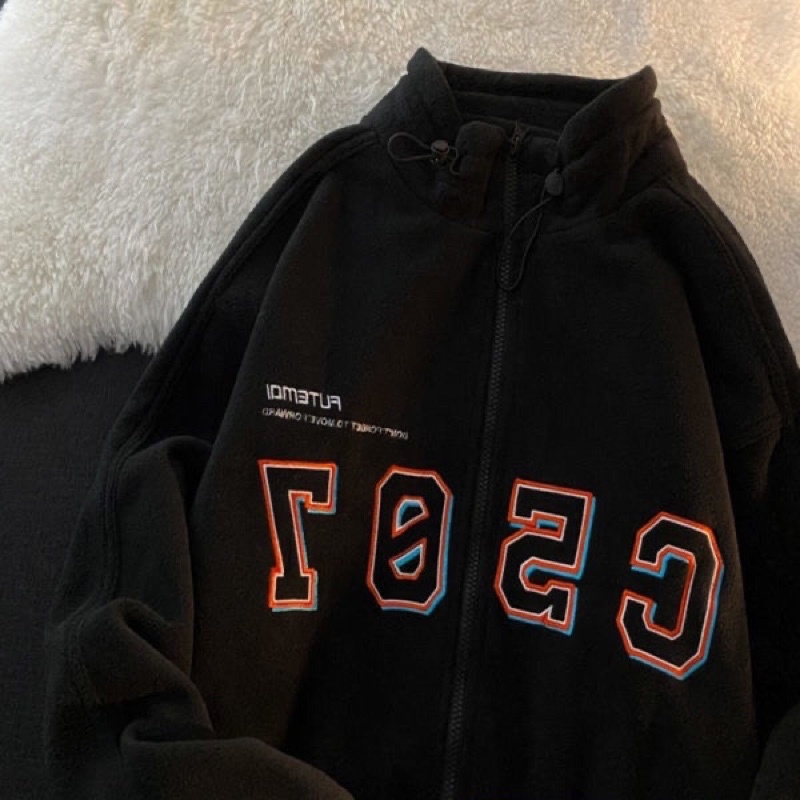 Áo Khoác Nỉ Bông 2 Lớp Nam Nữ Hình Thêu