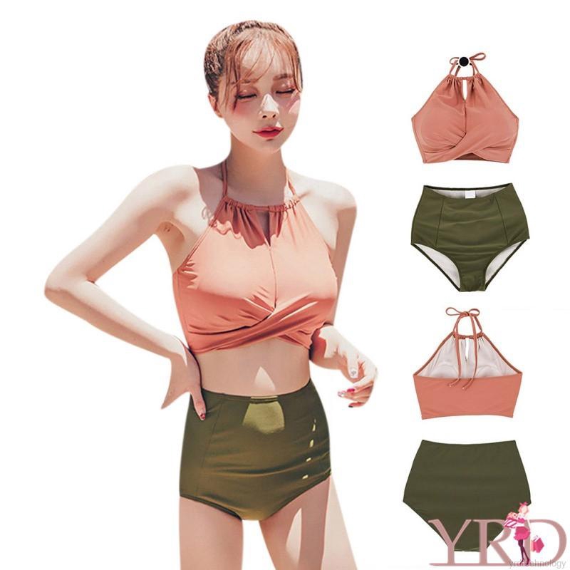 Bộ bikini lưng cao màu trơn gợi cảm dành cho nữ | BigBuy360 - bigbuy360.vn