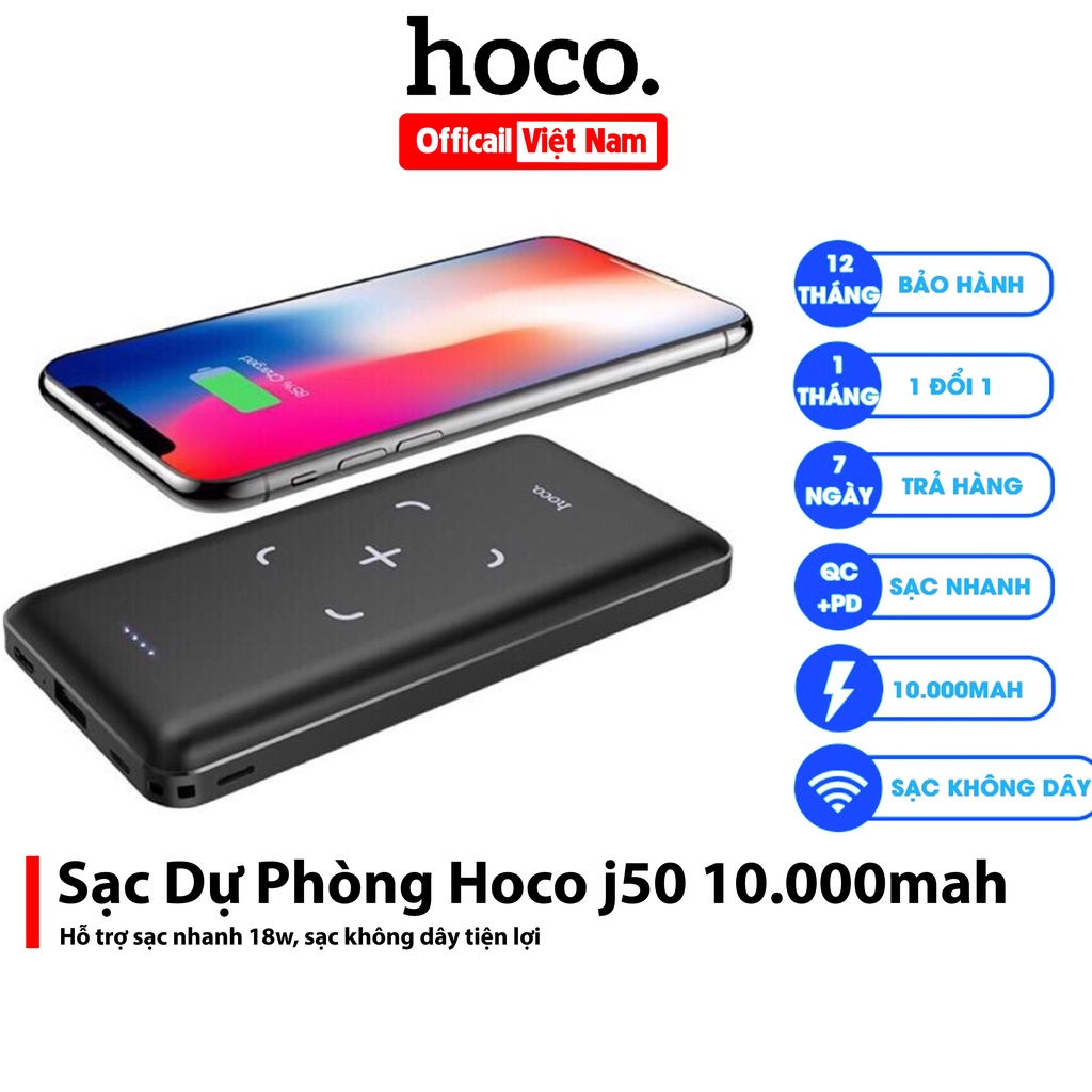 Pin Sạc dự phòng không dây Hoco J50 10.000mAh Chính Hãng BH 12 tháng