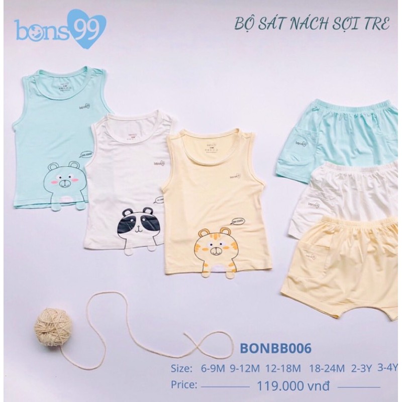 Bons99! Bộ ba lỗ ( sát nách ) quần đùi cho các bé 6m-4y màu pastel tươi sáng!