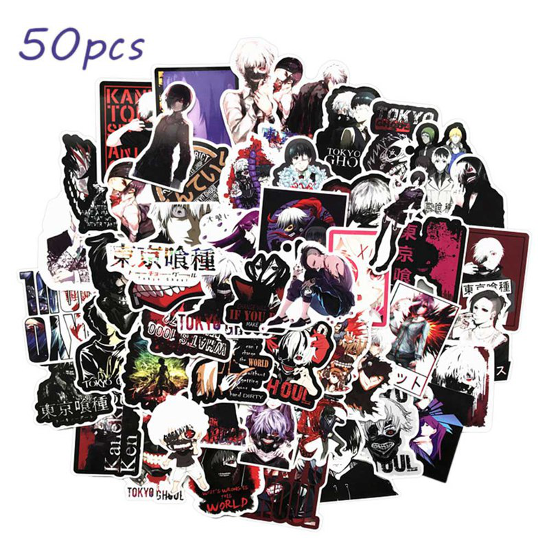 Set 50 Tấm Sticker Dán Trang Trí Hình Nhân Vật Anime Tokyo Ghoul Kaneki Ghost