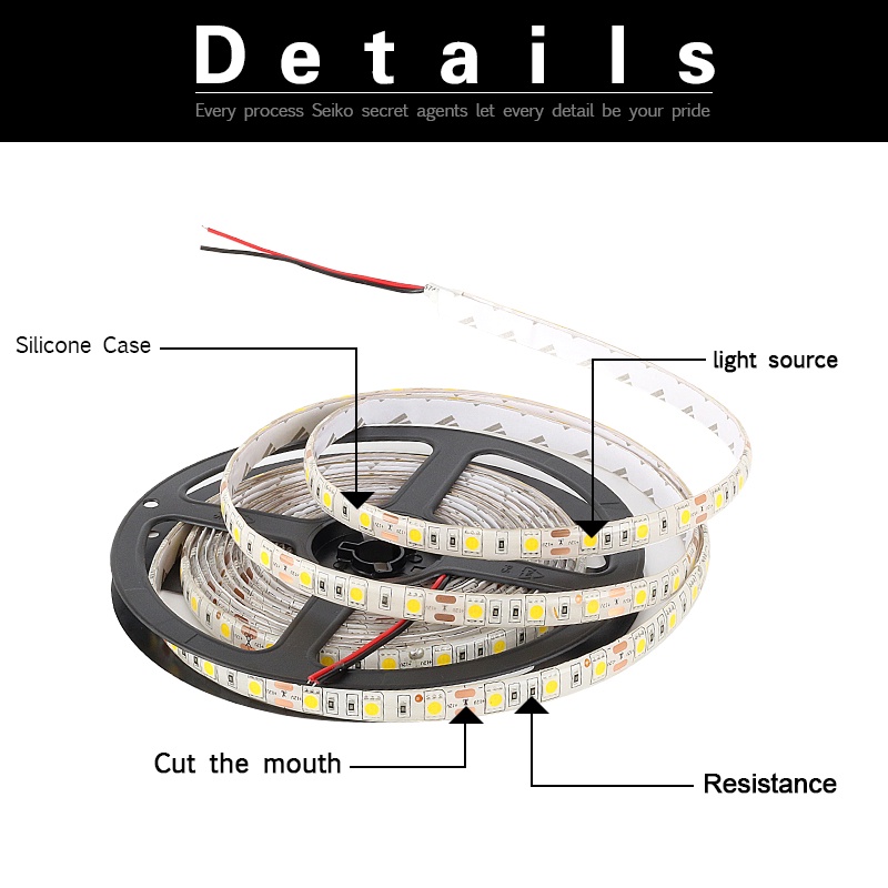 5M Led Strip Light 5050 DC12V 60led/m Led Fiexble Light Lamp Waterproof RGB White Warm White Blue Green Red Ribbon Tape